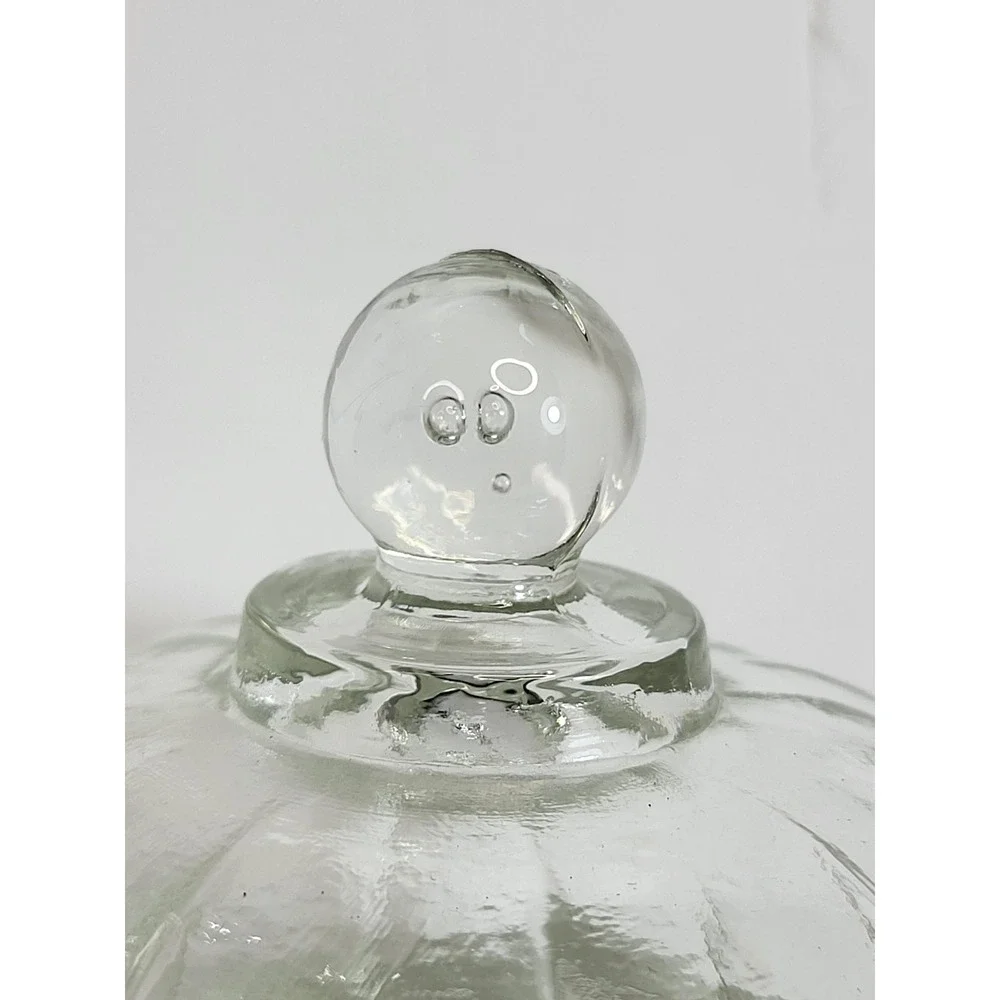 Vintage Style Clear Glass Apothecary Jars with Lids Set of 2 Paneled Canisters